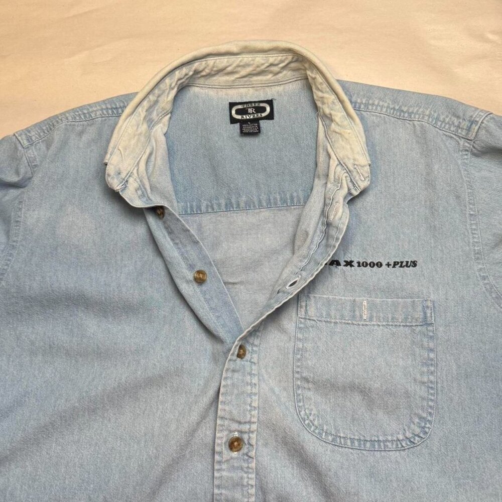 Vintage Lightweight Button Down Long Sleeves Deni… - image 5